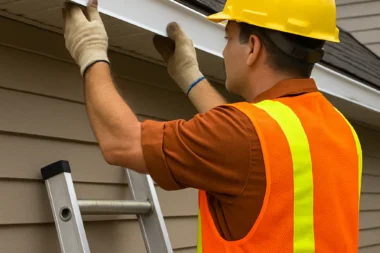 Installing a drip edge along the roofline of a residential home in Cincinnati, Ohio