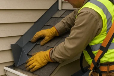 Installing kickout flashing to divert water away from siding in Cincinnati, Ohio